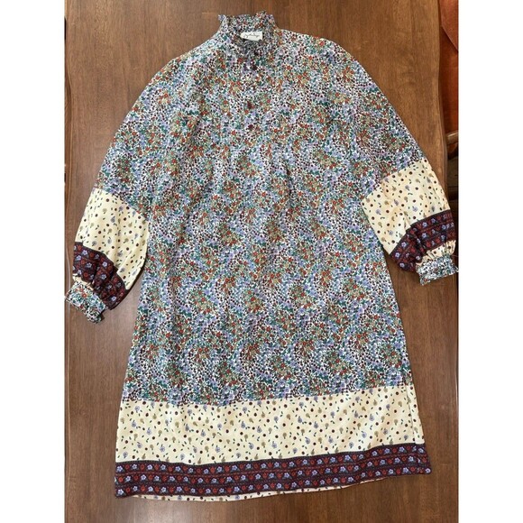Vintage Jonathan Logan Prairie Dress Floral Ruffle Neck ILGWU Union Made USA L - Picture 10 of 14